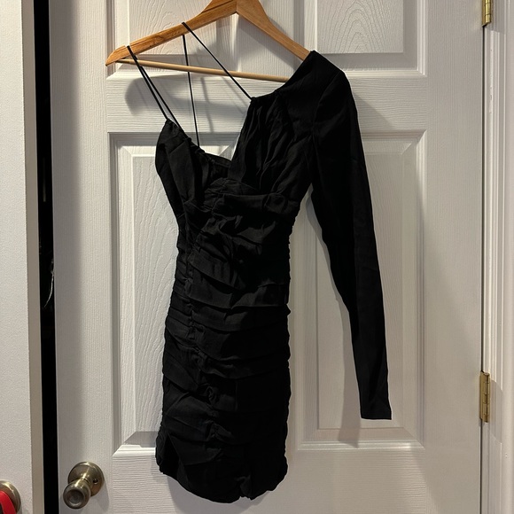 Zara Black Draped Dress - Picture 4 of 7